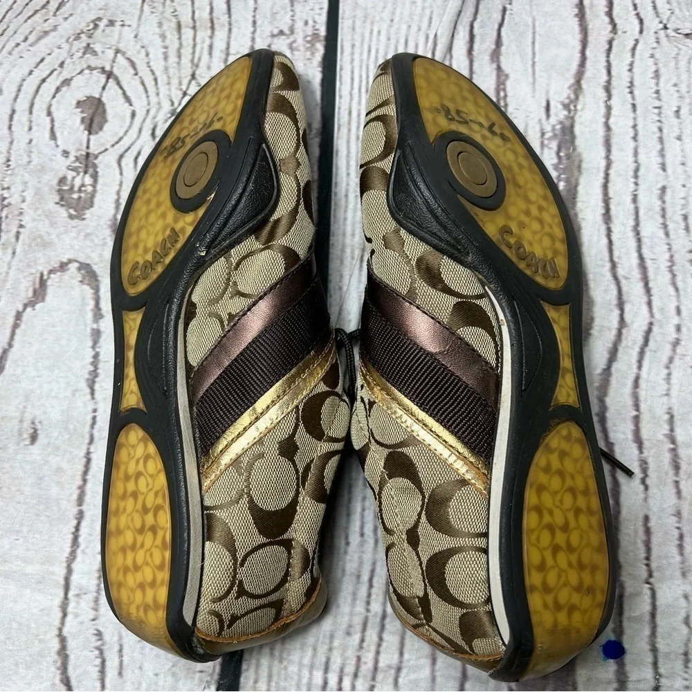 Coach Women's Jayme Q582 Black Tan Monogram Signature Sneakers Size 8.5 M